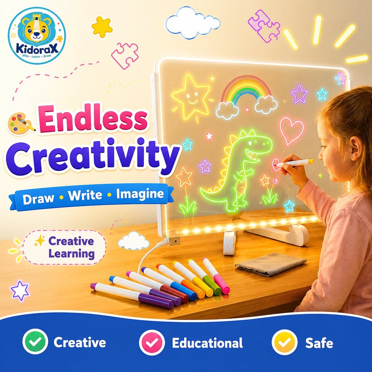 KidoraX LED Glow Drawing Board